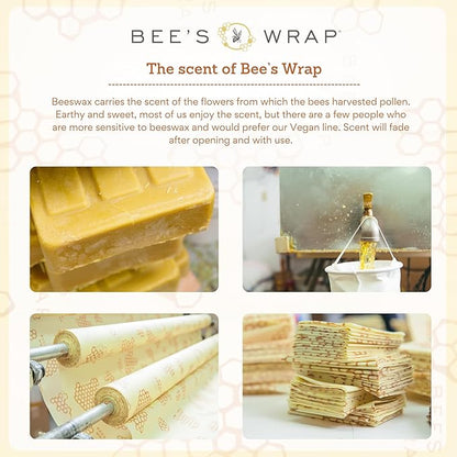 Bee's Wrap Beeswax Wraps for Food - Made in USA Reusable & Organic Food Wraps, Sandwich Wrap & Bowl Covers - Eco-Friendly Alternative to Aluminum Foil & Plastic Wrap, Mushroom Magic 3 Pack (S, M, L)