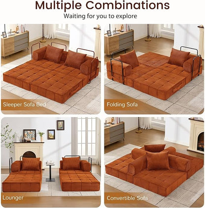 Korser Folding Convertible Sofa Bed, Corduroy Upholstered Boneless Couch - Image 4