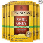 Twinings Decaffeinated Earl Grey Black Tea Individually Wrapped Bags, 20 Count (Pack of 6), Flavoured with Citrus and Bergamot, Enjoy Hot or Iced, 120 Teabags