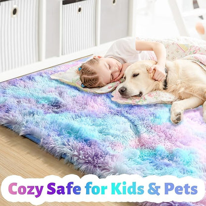 Amdrebio Purple Rainbow Mermaid Large Area Rug 9x12 - Image 2