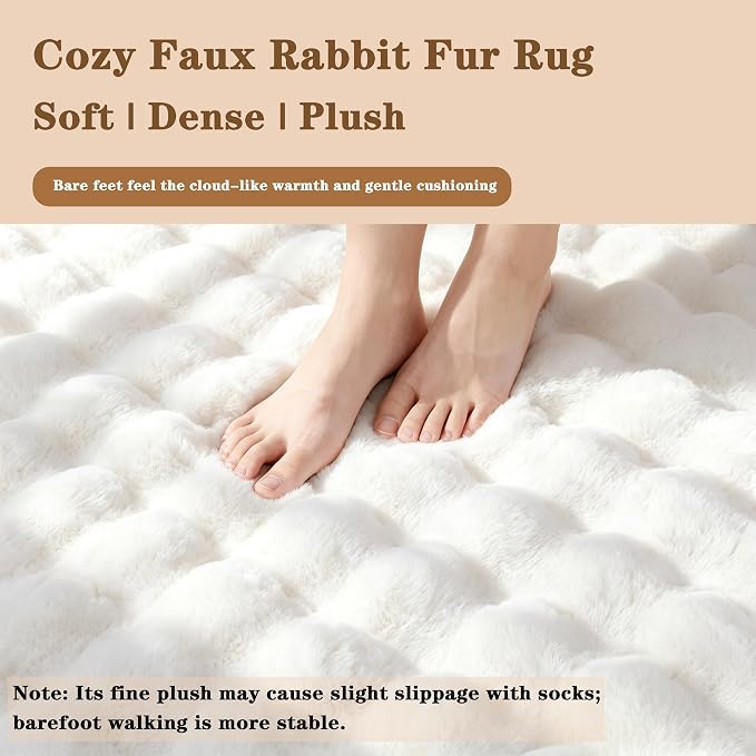 White Rabbit Plush Rug 5'x7', Fluffy Shaggy Area Rug - Image 5