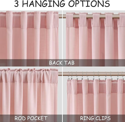 Extra Long Pink Linen Curtains 120 Inch - Image 2