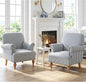 Blue Striped Linen Fabric Accent Chairs Set of 2, Coastal Upholstered Armchairs by DMFurniture