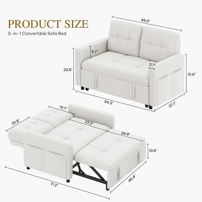 DWVO 55" Convertible Sofa Bed, 3-in-1 Sleeper Sofa - Image 2