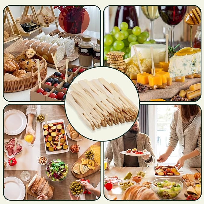 400PCS 3.5 Inch Appetizer Forks, Mini Forks, Mini Forks For Appetizers, Disposable Bamboo Forks Can Be Used For Desserts, Sandwiches, Burgers, Salads, Buffets, Drinks, Vegetables And More