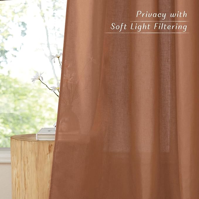 NICETOWN Caramel Linen Curtains - Image 7