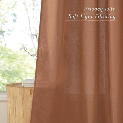 NICETOWN Caramel Linen Curtains - Image 7