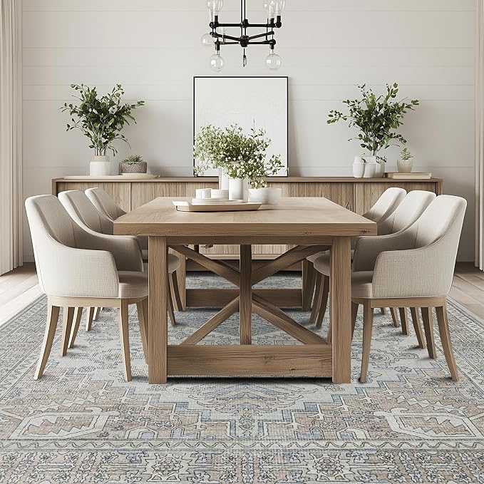8x10 Washable Area Rugs for Living Room, Dining Room- Retro Taupe | Ultra Soft - Image 6