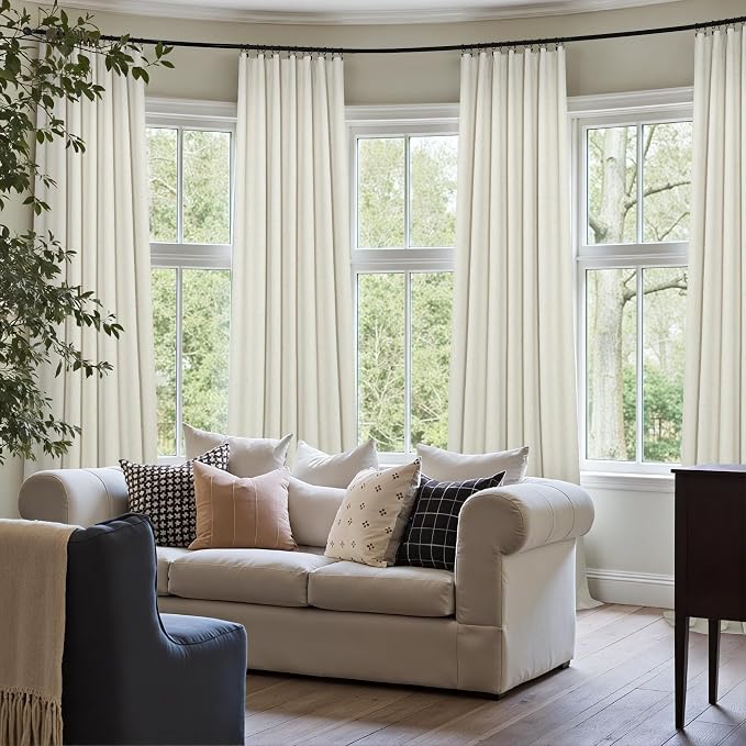 Small Blackout Curtains 54 Inch Length Linen Textured Short Black Out Curtains - Image 2