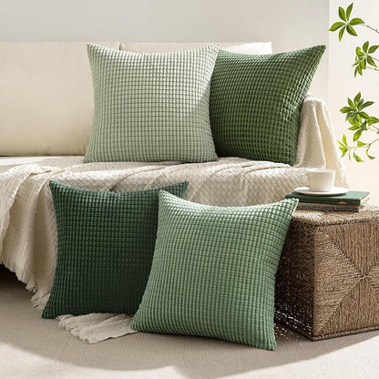 MIULEE Sage Green Pillow Covers 18x18 Inch Set of 4 Boho Farmhouse Home Decor - Image 3