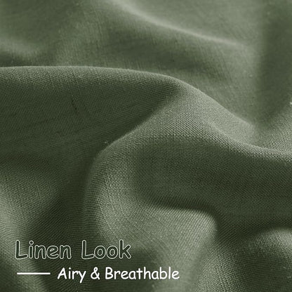 140 Inch Extra Long Curtain for Floor to Ceiling High Window Olive Green Linen - Image 5