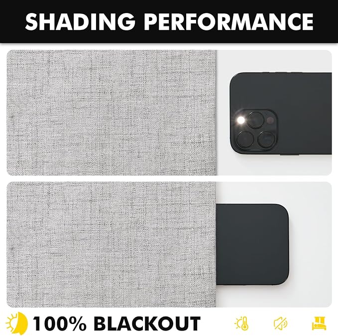MIULEE 100% Blackout Linen Curtains 42 x 90 Inch Greyish White 2 Panels | - Image 7