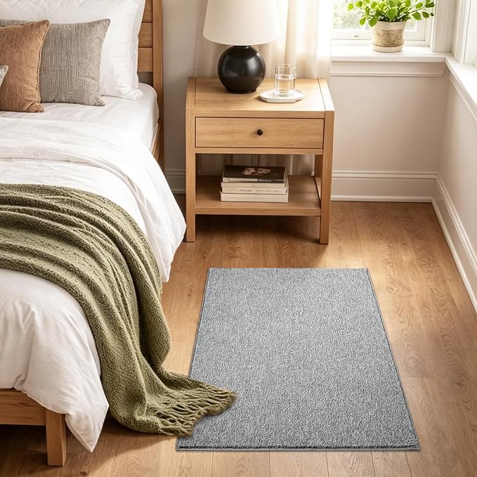 2x3 Grey Area Rug Washable Non-Slip Soft Thin - Image 2