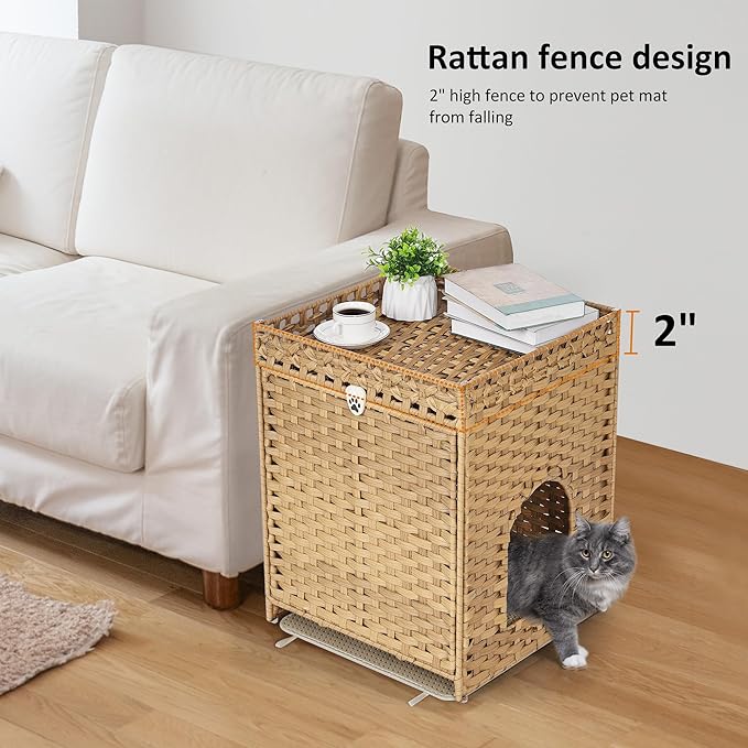 Cat Litter Box Enclosure with Soft Litter Mat; Hidden Cat Washroom Furniture - Image 3