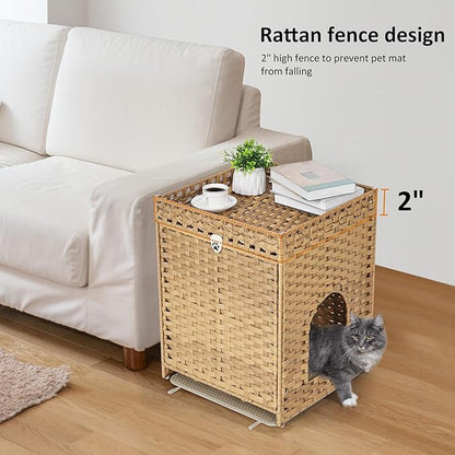 Cat Litter Box Enclosure with Soft Litter Mat; Hidden Cat Washroom Furniture - Image 3