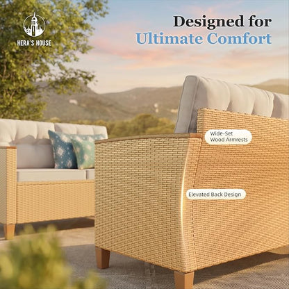 HERA'S HOUSE Small Patio Furniture Set, 6 Piece Wicker Outdoor Patio - Image 6