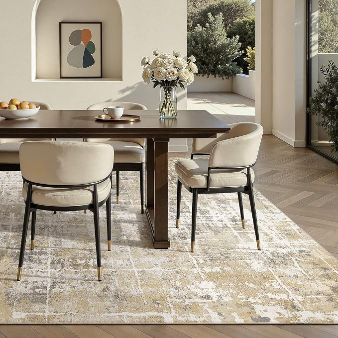 DMOYEST Area Rug Living Room Rugs 6x9 Washable Abstract Carpet | Neutral Modern - Image 6