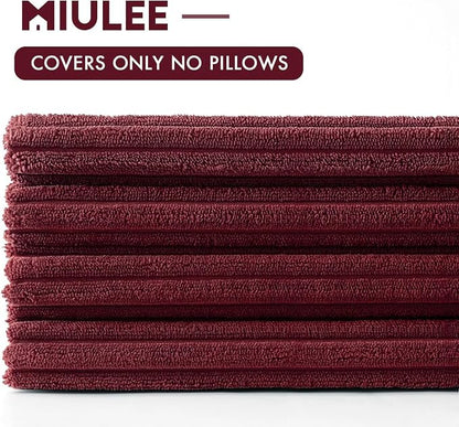 MIULEE Soft Corduroy Decorative Throw Pillow Covers Burgundy 18x18 | Set of 4 - Image 9