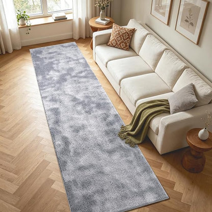 2x10 Tie-dye Light Grey Runner Rug Washable Non-Slip - Image 3