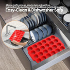 Silicone Muffin Pan for Baking - Nonstick Cupcake Pan,Mini 24 Cups Easy Release & Clean, Dishwasher Safe Muffin Tray for Homemade Muffins, Cupcakes.