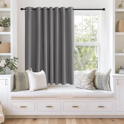 NICETOWN Grey Blackout Extra Wide Bedroom Curtain 63 inch Long, Grommet Room by NICETOWN