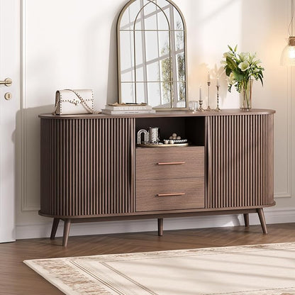 Jiansu furni, Walnut Mid-Century Modern Coffee Bar Station - Image 6