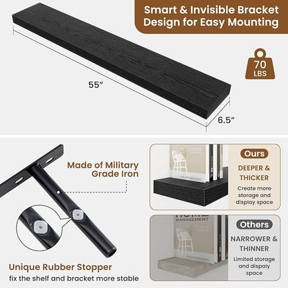 fuqing Floating Shelves for Wall, Wall Mounted Wood Floating Shelf - Image 3