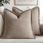 MIULEE Linen Fringe Decorative Fall Euro Throw Pillow Covers Dune 26x26 | Set by MIULEE