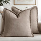 MIULEE Linen Fringe Decorative Fall Euro Throw Pillow Covers Dune 22x22 | Set by MIULEE