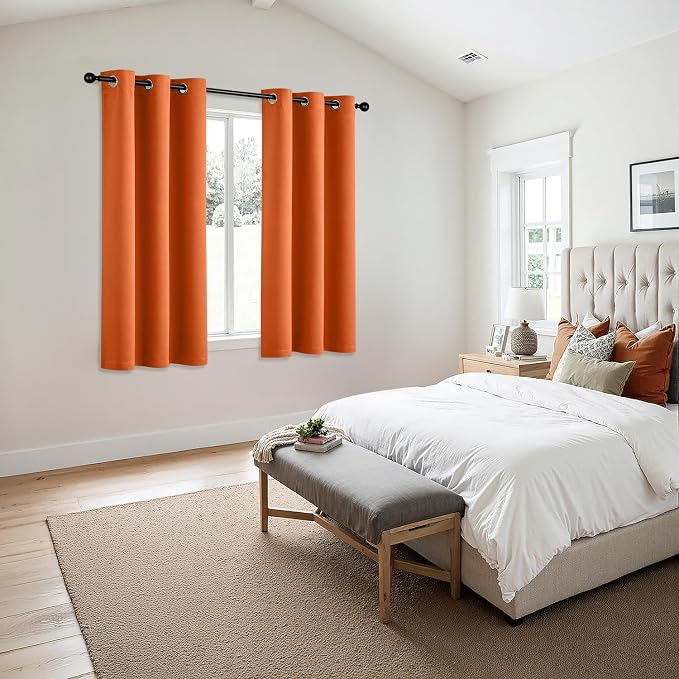MIULEE Fall Blackout Curtains for Bedroom 2 Panels 40 x 63 Inch Long Orange | - Image 6