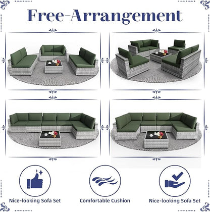 KIGOTY Patio Furniture Set, 7 Pieces Modular Outdoor Sectional Sofa, PE Rattan - Image 6