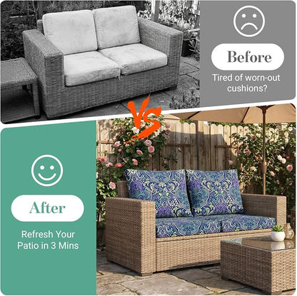 4Pcs Patio Cushion Covers Stretch Outdoor Furniture Protector Slipcovers | - Image 4