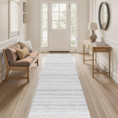cotiled Hallway 2.6x8 Runner Rugs Washable Boho Rug Grey | Stain Resistan - Image 7