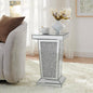Silver Mirrored End Table with Crystal, Modern Side Accent Table, Square Small by HEPMIMZHU