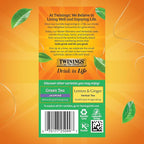 Twinings Green Tea with Lemon Individually Wrapped Bags, 20 Count (Pack of 6), Zesty Citrus Aroma & Flavour, Caffeinated, Enjoy Hot or Iced, 120 Teabags