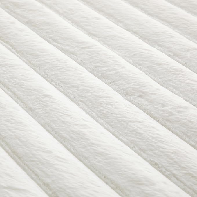 White Rabbit Striped Plush Rug 2'x6', Fluffy Faux Fur Shaggy Area Rug - Image 6
