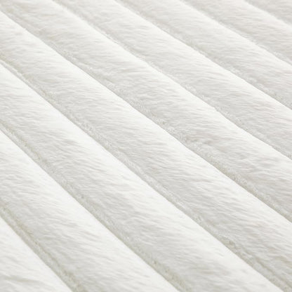 White Rabbit Striped Plush Rug 4'x6', Fluffy Faux Fur Shaggy Area Rug - Image 6