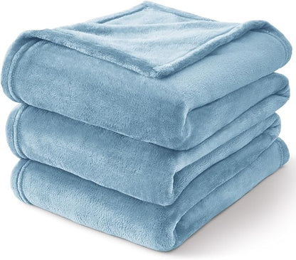 BEDELITE Fleece Blanket Soft Queen Size Bed Blanket Washed Blue 90"x90" | Ultra - Image 7