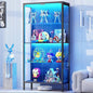 Display Cabinet with Glass Doors, 4-Tier Curio Cabinet with 3 Color Lights by Unknown