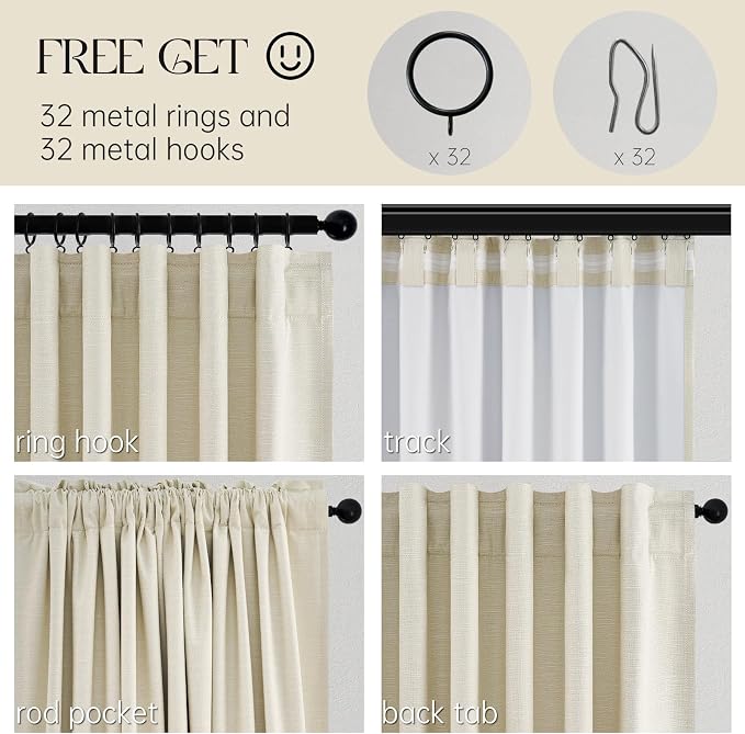 Topfinel Extra Long Total Blackout Linen Ceiling Curtains 108 Inches Long - Image 5