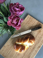 Premium Stainless Steel Challah Bread Knife - 8" Serrated Blade and Elegant Black Marbleized Handle - Perfect for Shabbat, Jewish Holidays