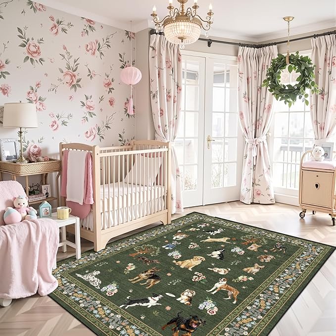Dog Machine Washable Rug 3x5 for Bedroom Entryway | Ultra-Thin; Non Slip; - Image 2