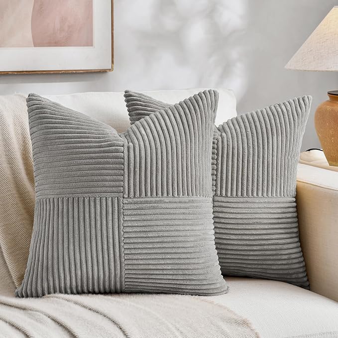 Fancy Homi 2 Packs Grey Decorative Throw Pillow Covers 16x16 Inch by Fancy+Homi