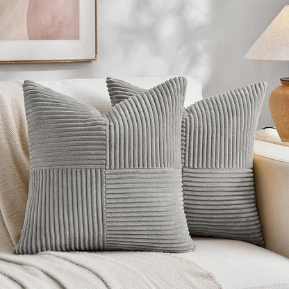 Fancy Homi 2 Packs Grey Euro Decorative Throw Pillow Covers 26x26 Inch by Fancy+Homi