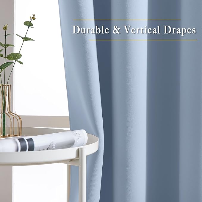 NICETOWN Vintage Blue Blackout Curtains 108 inches Long - Image 5