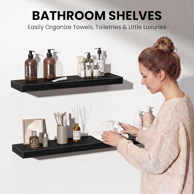 Fun Memories 36 Inch Floating Shelves Wall-Mounted, Rustic Wood Shelf - Image 5