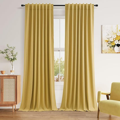 100% Blackout Curtains 96 Inch Length 2 Panels Set by Guken