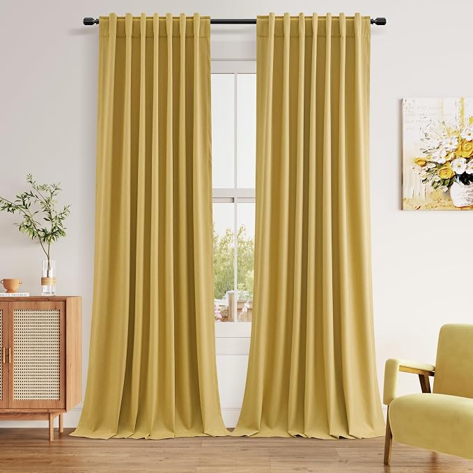 100% Blackout Curtains 90 Inch Length 2 Panels Set by Guken