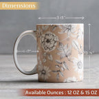 Maison d' Hermine Coffee Mug with Handles Fine Bone China Mugs Pack of One Tea Cups for Hot Beverages Cappuccino Latte Home Restaurant Office Perfect for Gift (Pretty Autumn - Pretty Mono, 12 Ounce)