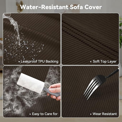 Waterproof Couch Cover 4-Piece Set Striped Sofa Slipcovers - Image 3